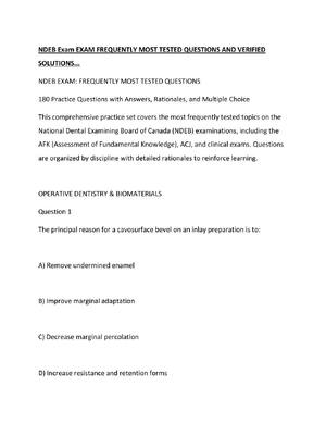Preview of NDEB Exam EXAM FREQUENTLY MOST TESTED QUESTIONS AND VERIFIED SOLUTIONS