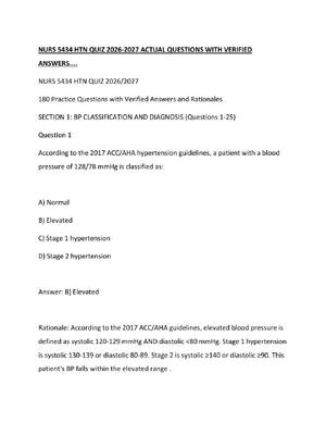 Preview of NURS 5434 HTN QUIZ 2026-2027 ACTUAL QUESTIONS WITH VERIFIED ANSWERS....