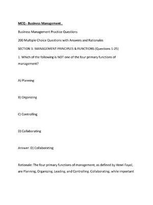 Preview of MCQ - Business Management..