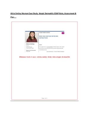Preview of Alicia Smiley iHuman Case Study  Atopic Dermatitis SOAP Note