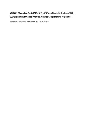 Preview of ATI TEAS 7 Exam Test Bank (2026-2027) – ATI Test of Essential Academic Skills 300 Question