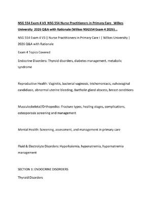 Preview of NSG 554 Exam 4 V3  NSG 554 Nurse Practitioners in Primary Care   Wilkes University  2026 Q