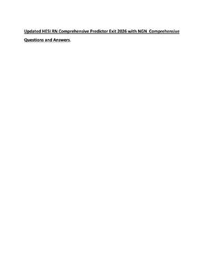 Preview of Updated HESI RN Comprehensive Predictor Exit 2026 with NGN  Comprehensive Questions and An