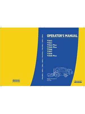 Preview of New Holland TX62 TX63 TX64 TX65 TX66 TX67 TX68 Combine Harvester Operators Manual