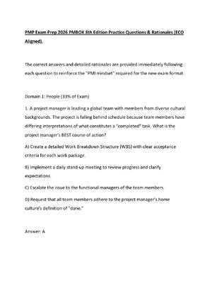 Preview of PMP Exam Prep 2026 PMBOK 8th Edition Practice Questions & Rationales (ECO Aligned).