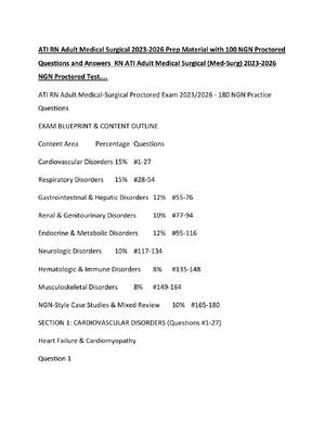 Preview of ATI RN Adult Medical Surgical 2023-2026 Prep Material with 100 NGN Proctored Questions and