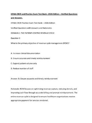 Preview of HFMA CRCR and Practice Exam Test Bank –2026 Edition – Verified Questions and Answers.