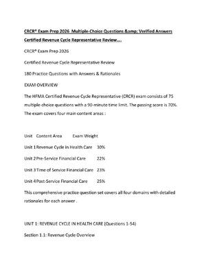 Preview of CRCR® Exam Prep 2026  Multiple-Choice Questions &amp; Verified Answers  Certified Revenue