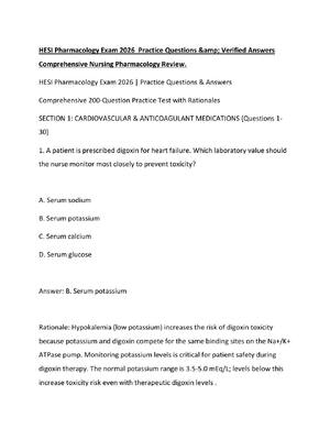Preview of HESI Pharmacology Exam 2026  Practice Questions