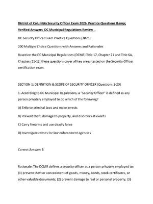 Preview of District of Columbia Security Officer Exam 2026  Practice Questions