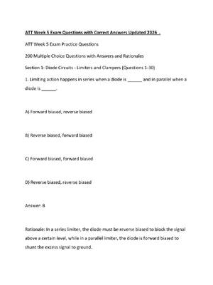 Preview of ATT Week 5 Exam Questions with Correct Answers Updated 2026