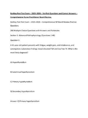 Preview of Barkley Post Test Exam – 2025–2026 – Verified Questions and Correct Answers – Comprehensiv