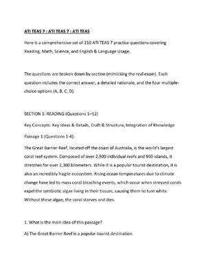 Preview of ATI TEAS 7 - ATI TEAS 7 -ATI TEAS