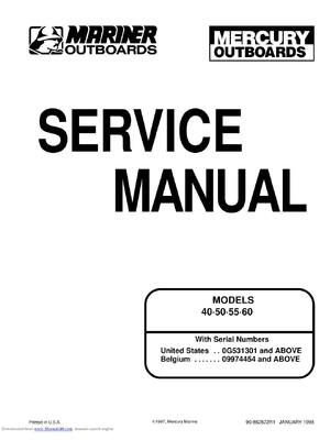 Preview of Mercury 40/50/55/60 Two Stroke Service Repair Manual
