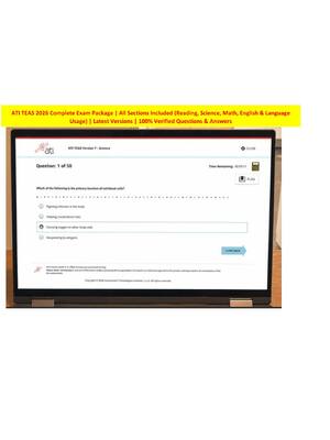 Preview of ATI TEAS 7 Exam Study packet – All 4 Subjects (Reading, Math, Science, English) | Complete 2026 Study Pack with Answer Keys Prepare effectively for the 2 026 intake with this comprehensive study pack covering all four subjects. Includes Actual questions, detailed answer keys, and strategies to boost your TEAS 7 score to Pass on First Attempt
