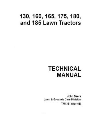 Preview of John Deere 130 160 165 175 180 185 Lawn Tractor Technical Service Repair Manual