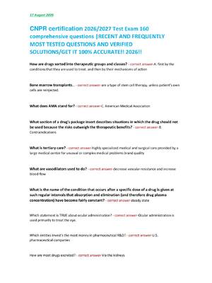 Preview of CNPR certification 2026/2027 Test Exam 160  comprehensive questions |RECENT AND FREQUENTLY