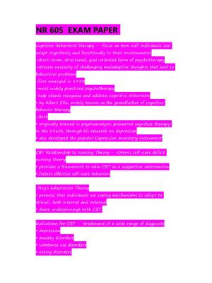 Preview image for NR 605  EXAM PAPER/ Complete questions and answers