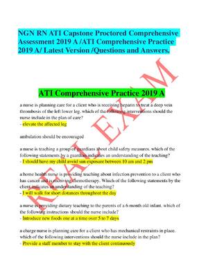 Preview of NGN RN ATI Capstone Proctored Comprehensive  Assessment 2019 A /ATI Comprehensive Practice