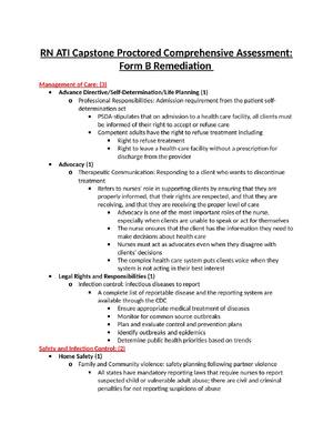 Preview of RN ATI Capstone Proctored Comprehensive Assessment: Form B Remediation