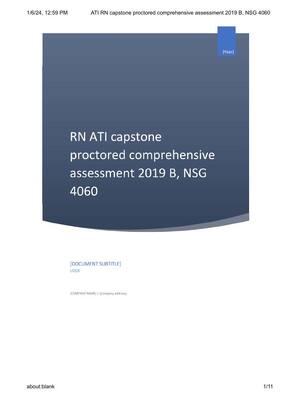 Preview of ATI RN capstone proctored comprehensive assessment 2019 B, NSG 4060