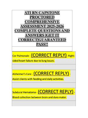 Preview of ATI RN CAPSTONE  PROCTORED  COMPREHENSIVE  ASSESSMENT 2025-2026  COMPLETE QUESTIONS AND  A