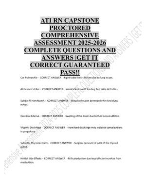 Preview of ATI RN CAPSTONE  PROCTORED  COMPREHENSIVE  ASSESSMENT 2025-2026  COMPLETE QUESTIONS AND  A