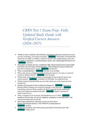 Preview of CRRN Test 1 Exam Prep: Fully  Updated Study Guide with  Verified Correct Answers  (2026–20
