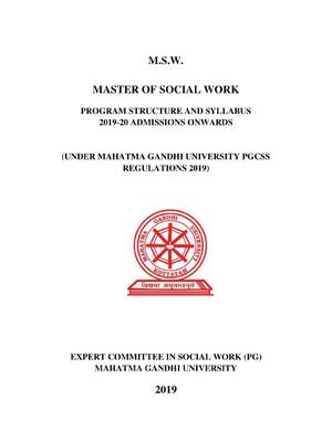 Preview of M.S.W.  MASTER OF SOCIAL WORK  PROGRAM STRUCTURE AND SYLLABUS  2019-20 ADMISSIONS ONWARDS