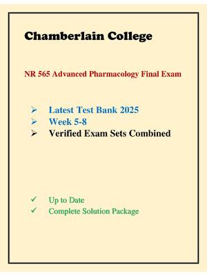 Preview of NR 565 Advanced Pharmacology Final Exam  Chamberlain College