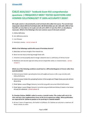 Preview of CALE 2026/2027  Testbank Exam 950 comprehensive  questions | FREQUENTLY MOST TESTED QUESTI