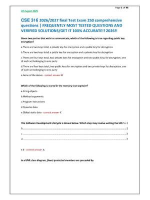 Preview of CSE 316 2026/2027 final Test Exam 250 comprehensive  questions | FREQUENTLY MOST TESTED QU