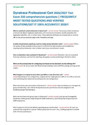 Preview of Dynatrace Professional Cert 2026/2027 Test  Exam 250 comprehensive questions | FREQUENTLY