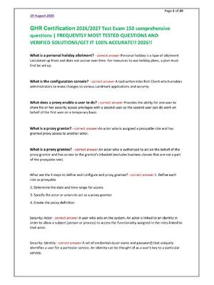 Preview of GHR Certification 2026/2027 Test Exam 150 comprehensive  questions | FREQUENTLY MOST TESTE