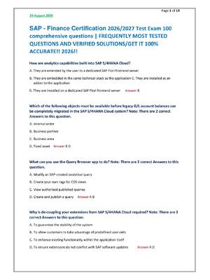 Preview of SAP - Finance Certification 2026/2027 Test Exam 100  comprehensive questions | FREQUENTLY