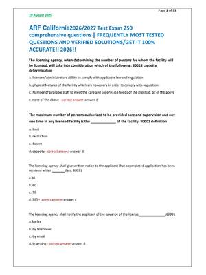 Preview of ARF California2026/2027 Test Exam 250  comprehensive questions | FREQUENTLY MOST TESTED  Q