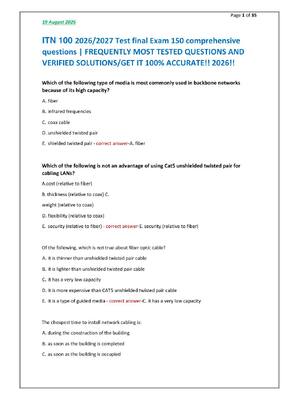 Preview of ITN 100 2026/2027 Test final Exam 150 comprehensive  questions | FREQUENTLY MOST TESTED QU
