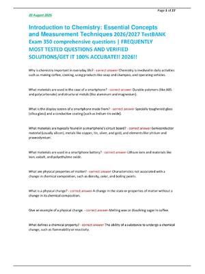 Preview of Introduction to Chemistry: Essential Concepts  and Measurement Techniques 2026/2027 TestBA