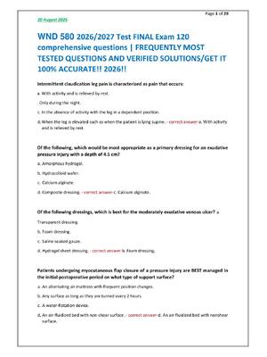 Preview of WND 580 2026/2027 Test FINAL Exam 120  comprehensive questions | FREQUENTLY MOST  TESTED Q