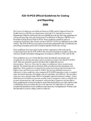 Preview of ICD-10-PCS OFFICIAL GUIDELINES FOR CODING AND REPORTING 2026