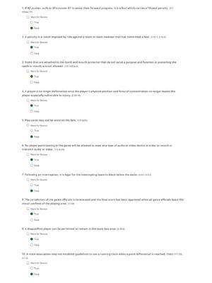 Preview of 2026 NFHS Part 2 Football Exam with Answers & Rule References - Graded 100%