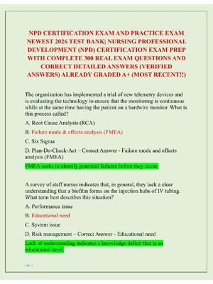 Preview of NPD CERTIFICATION EXAM AND PRACTICE EXAM  NEWEST 2026 TEST BANK| NURSING PROFESSIONAL  DEV
