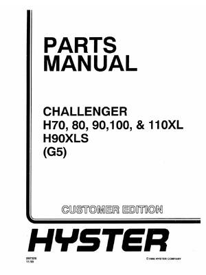 Preview of HYSTER FORKLIFT H70 110XL (G005) PARTS MANUAL