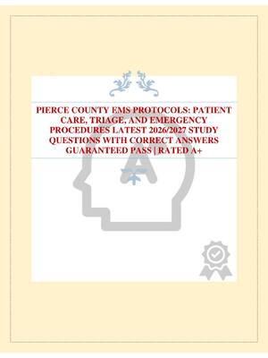 Preview of PIERCE COUNTY EMS PROTOCOLS: PATIENT CARE, TRIAGE, AND EMERGENCY PROCEDURES LATEST 2026/20