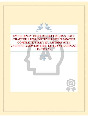 Preview of EMERGENCY MEDICAL TECHNICIAN (EMT) CHAPTER 1 EMS SYSTEMS LATEST 2026/2027 COMPLETE STUDY Q