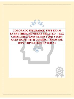 Preview of COLORADO INSURANCE TEST EXAM EVERYTHING NUMBERS RELATED + TAX CONSIDERATIONS NEWEST 2026 S