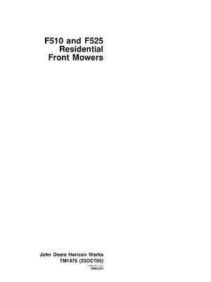Preview of John Deere F510 F525 Residential Front Mowers Technical SERVICE Repair Manual