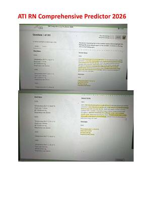 Preview of ATI RN Comprehensive ADN Predictor Exit Exam 2026 | Level 3 | Practice Questions and Ratio