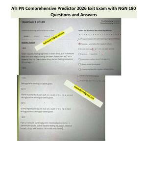 Preview of ATI PN Comprehensive Predictor Retake Exam 2026 | Level 3 Practice Questions and Answers w