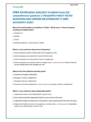 Preview of CHIA Certification 2026/2027 TestBANK Exam 250  comprehensive questions | FREQUENTLY MOST